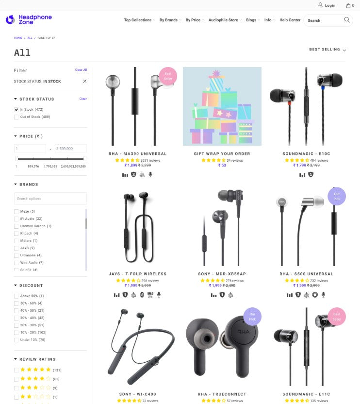 Headphone zone review for Boost| Top Shopify site search & navigation app for Shopify Plus stores